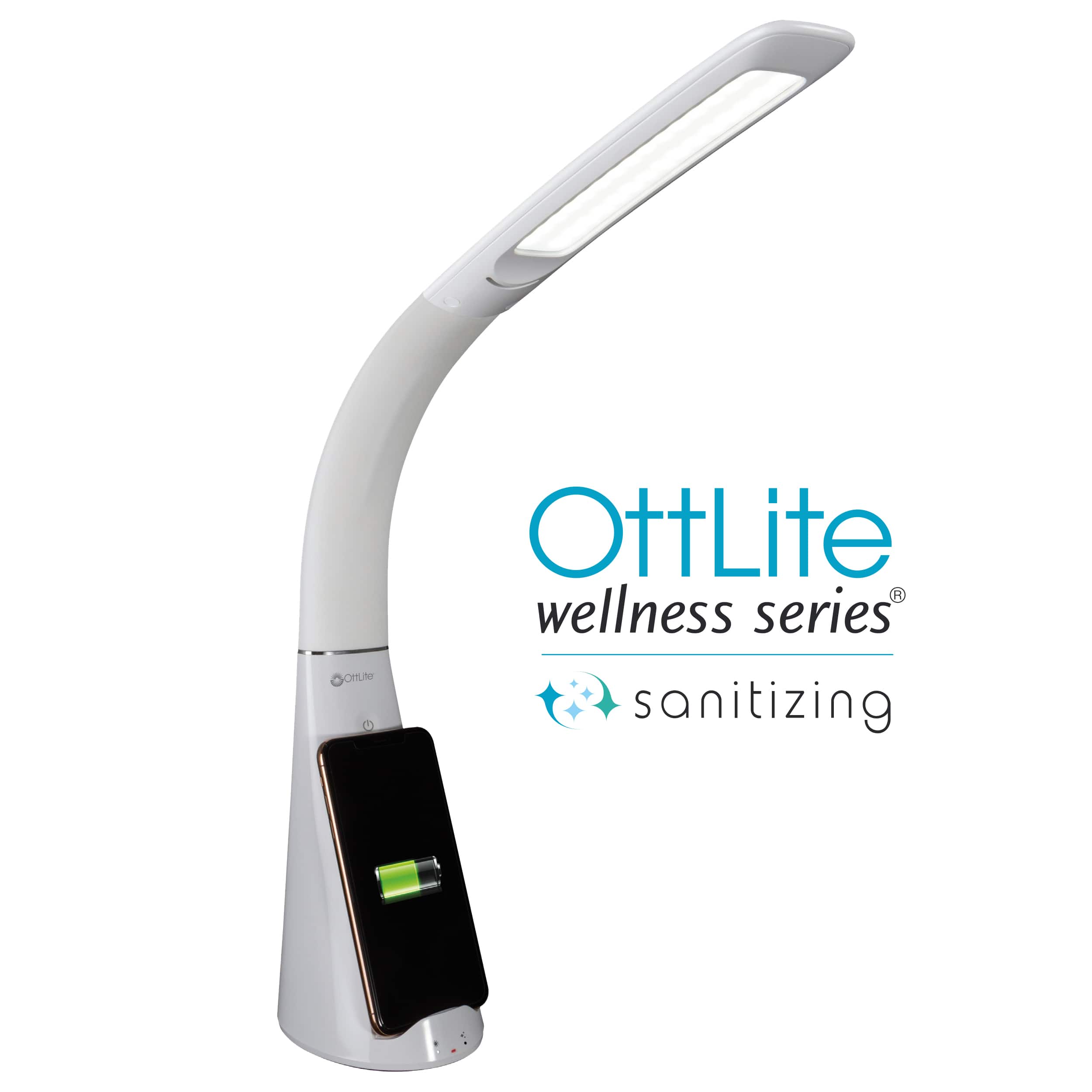 The text on the image reads: "OttLite Wellness Series Sanitizing."