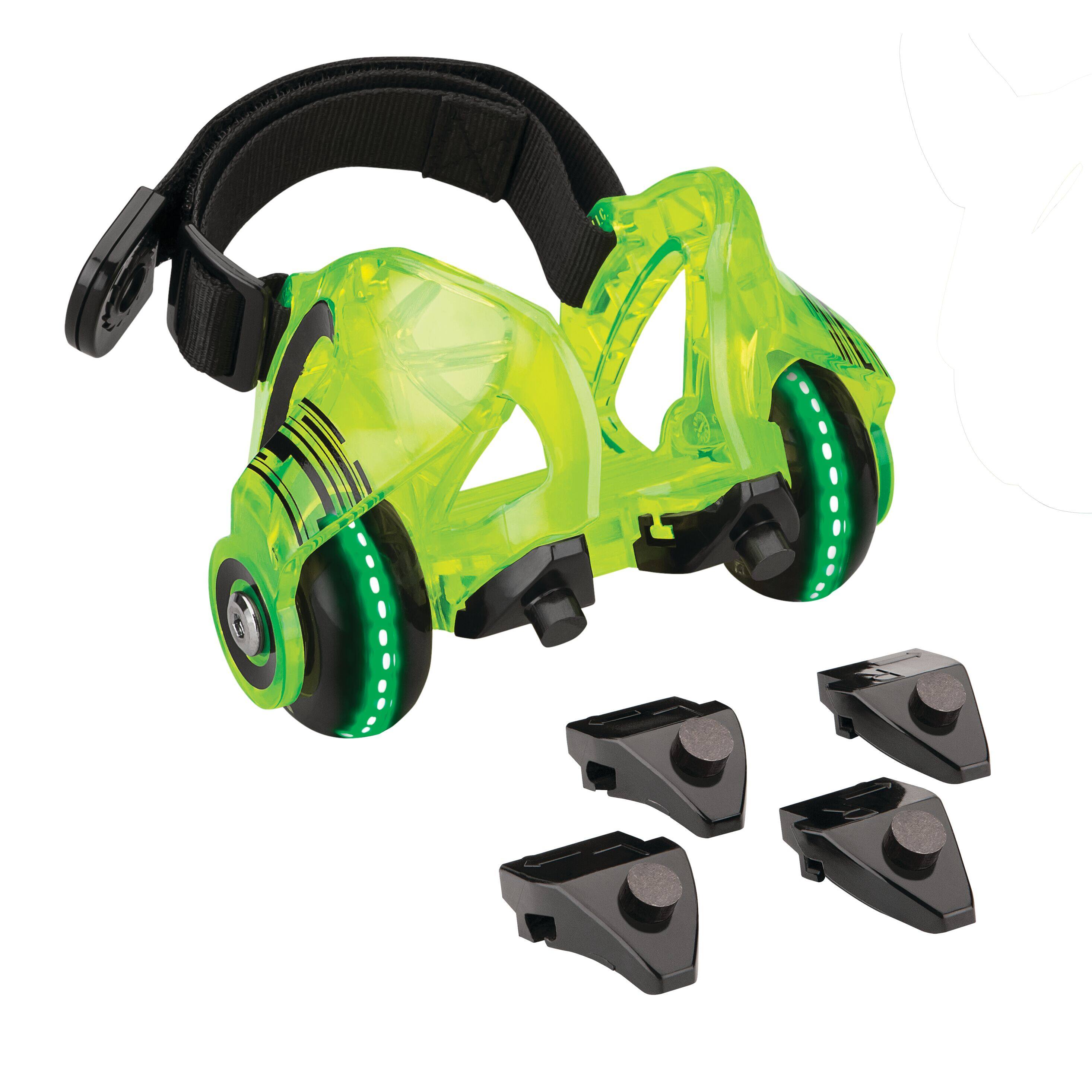 Alt View 2. Razor - Jetts DLX Heel Wheels – Glowing LED Wheels, Translucent Polycarbonate Frame, Flashing Sparks, Step-In Strap-On Design - Neon Green.
