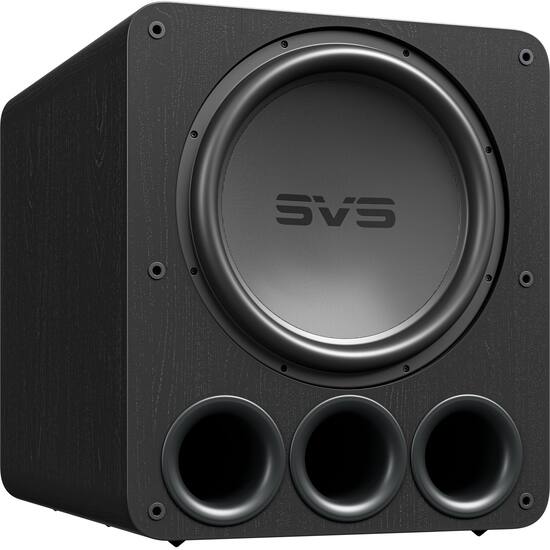 Angle. SVS - PB17-Ultra R|Evolution 17" Powered Subwoofer - Black Oak Veneer.