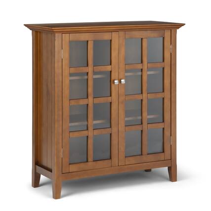 Front. Simpli Home - Acadian Medium Storage Cabinet - Light Golden Brown.