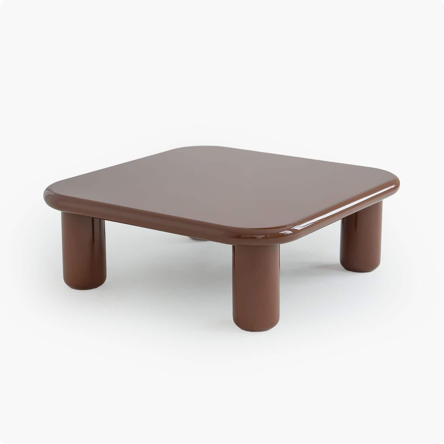 Acanva - Modern Coffee Tables with High Glossy Finish, Curved Edges, Accent Center Furniture for Living Room Home Office - Gloss sorrel