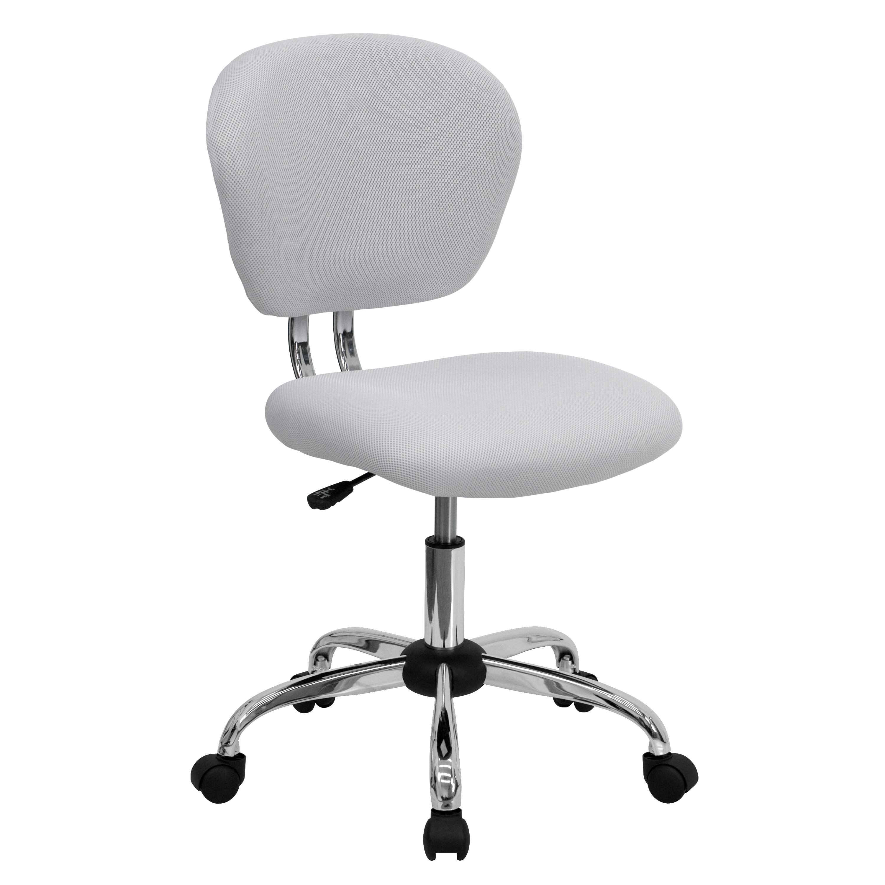 Emma + Oliver - Mid-Back Mesh Padded Swivel Task Office Chair with Chrome Base - White