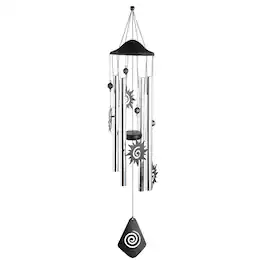 FC Design - 34" Long Chandelier Silhouette-Sun Wind Chime Outdoor Patio or Garden Hanging Decoration - Multi-Color