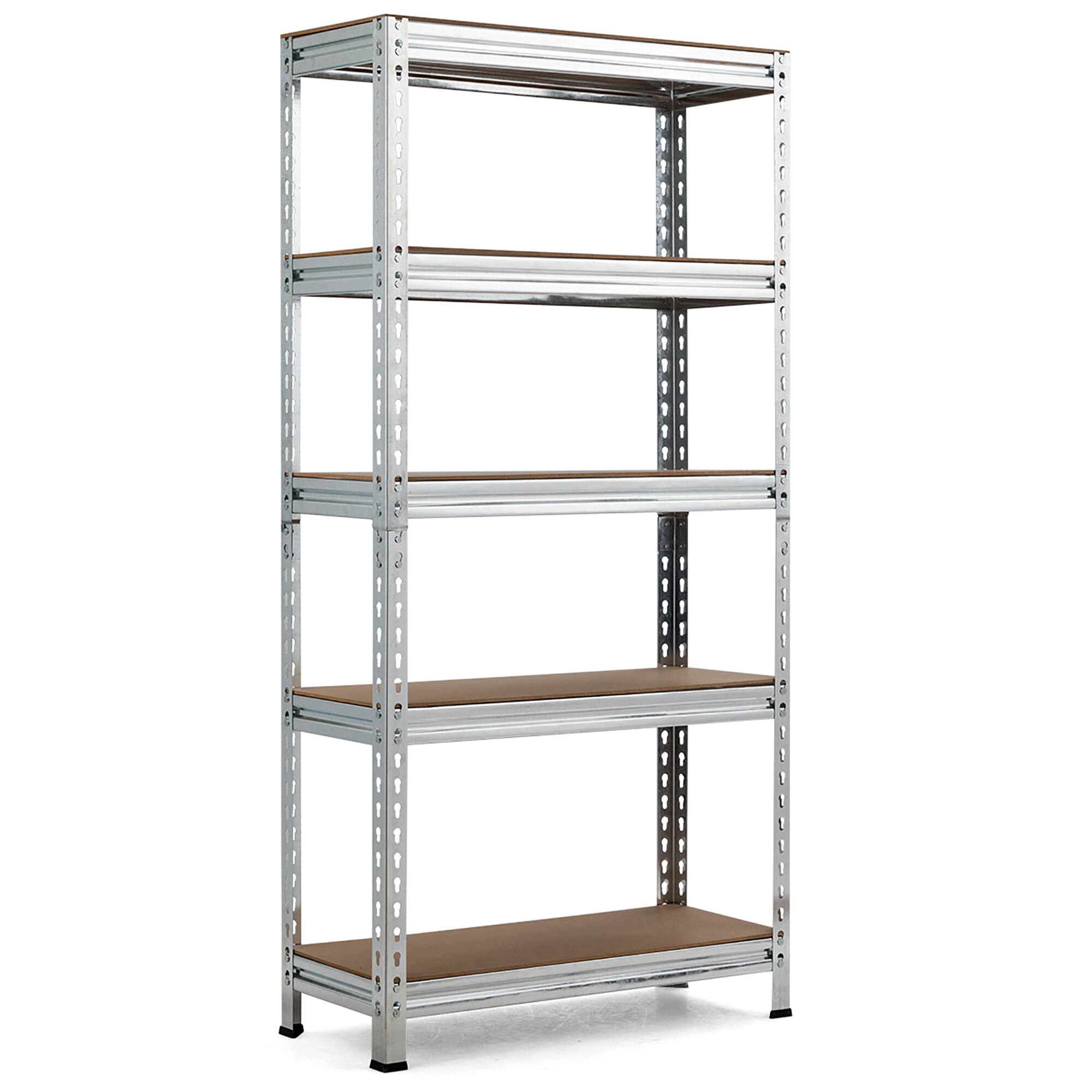 Costway - 5-Tier Metal Storage Shelves 60" Garage Rack W/Adjustable Shelves - Brown,Silver