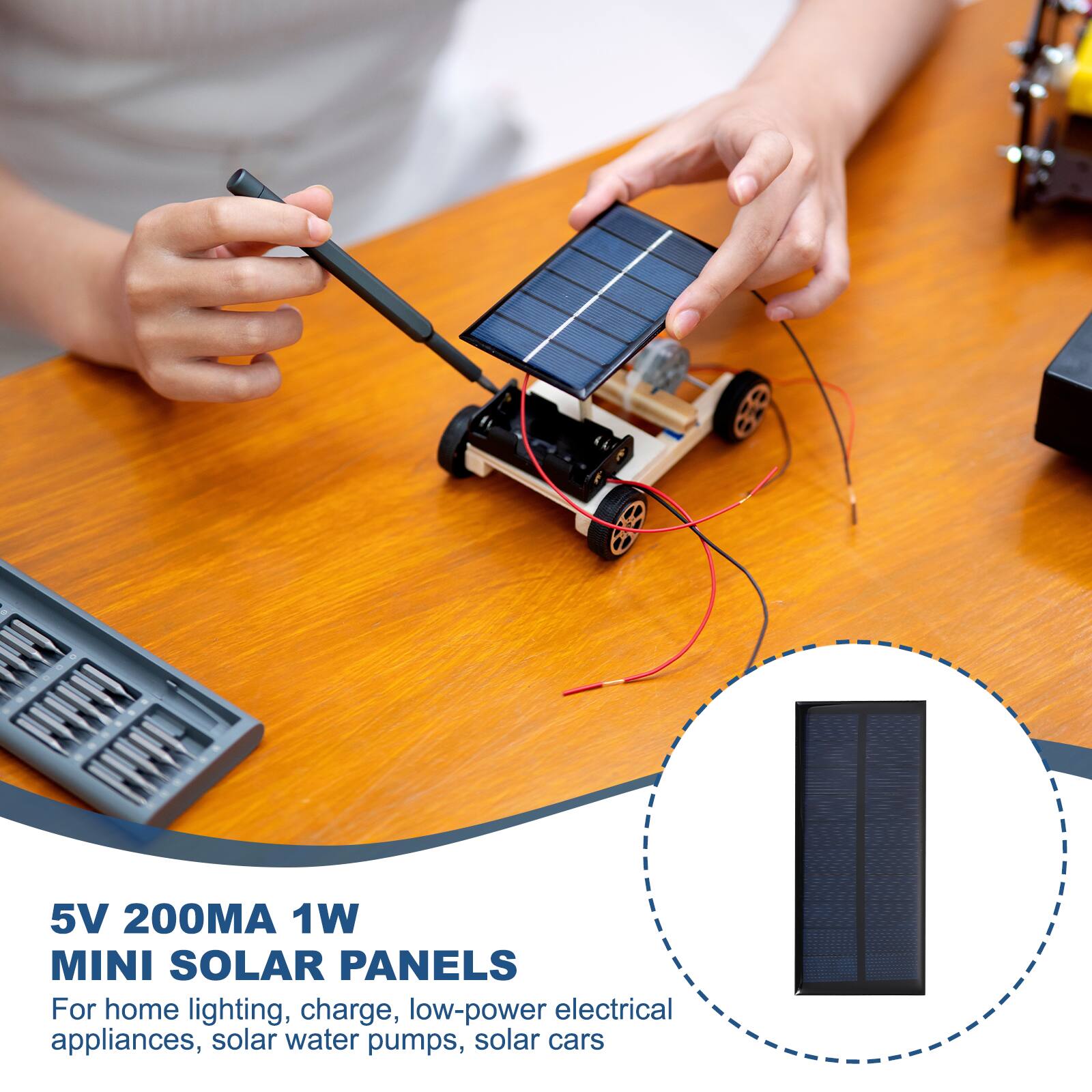 5V 200MA 1W MINI SOLAR PANELS

For home lighting, charge, low-power electrical appliances, solar water pumps, solar cars