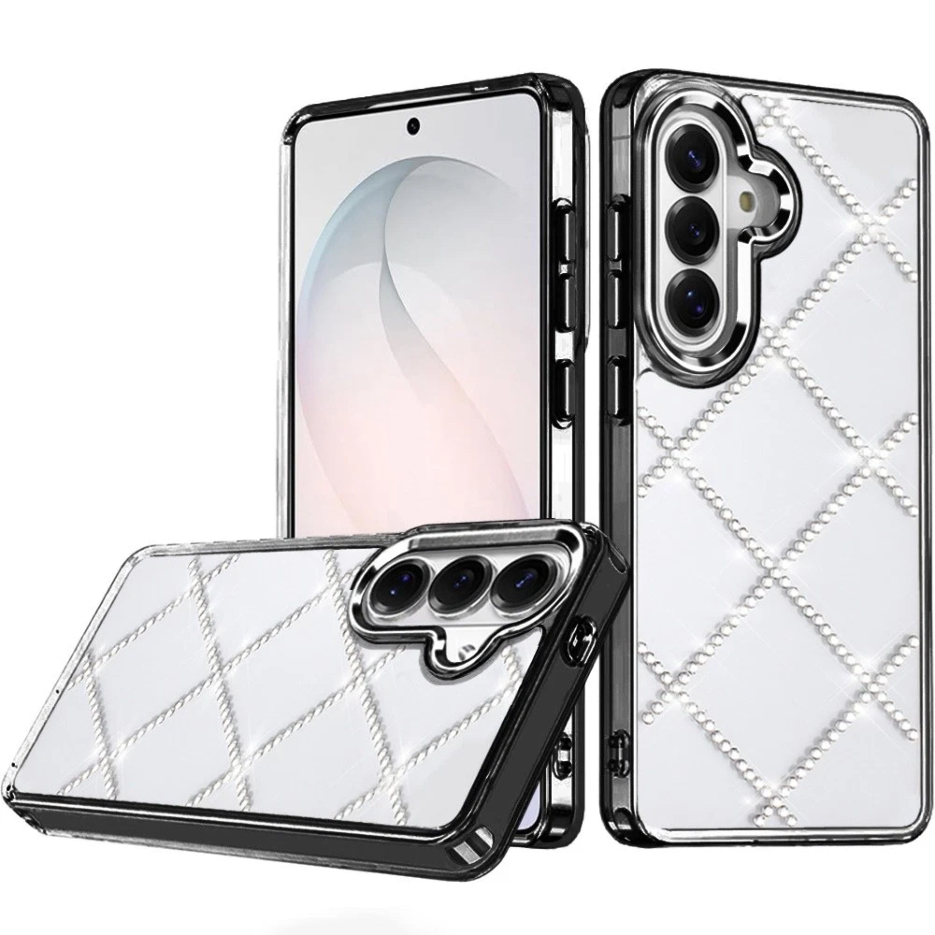 Kitcheniva - Gem Bling Diamond Pattern Phone Cover Plus Tempered Glass For Samsung S26 FE - Black price history on PriceWatchPro