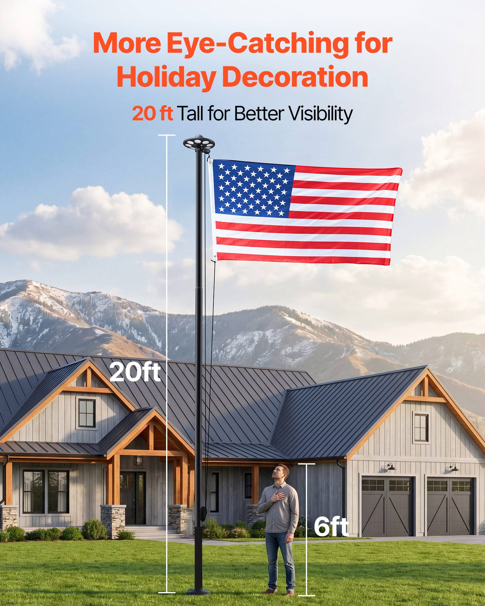More Eye-Catching for Holiday Decoration  
20 ft Tall for Better Visibility  
20ft  
6ft