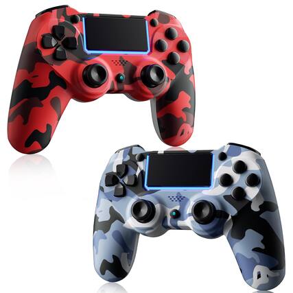 Front. Dazzling Pops - controller for ps4 ps3 remote gamepad with 1000mah double shock audio axis motion sensor share button - Red + Blue.