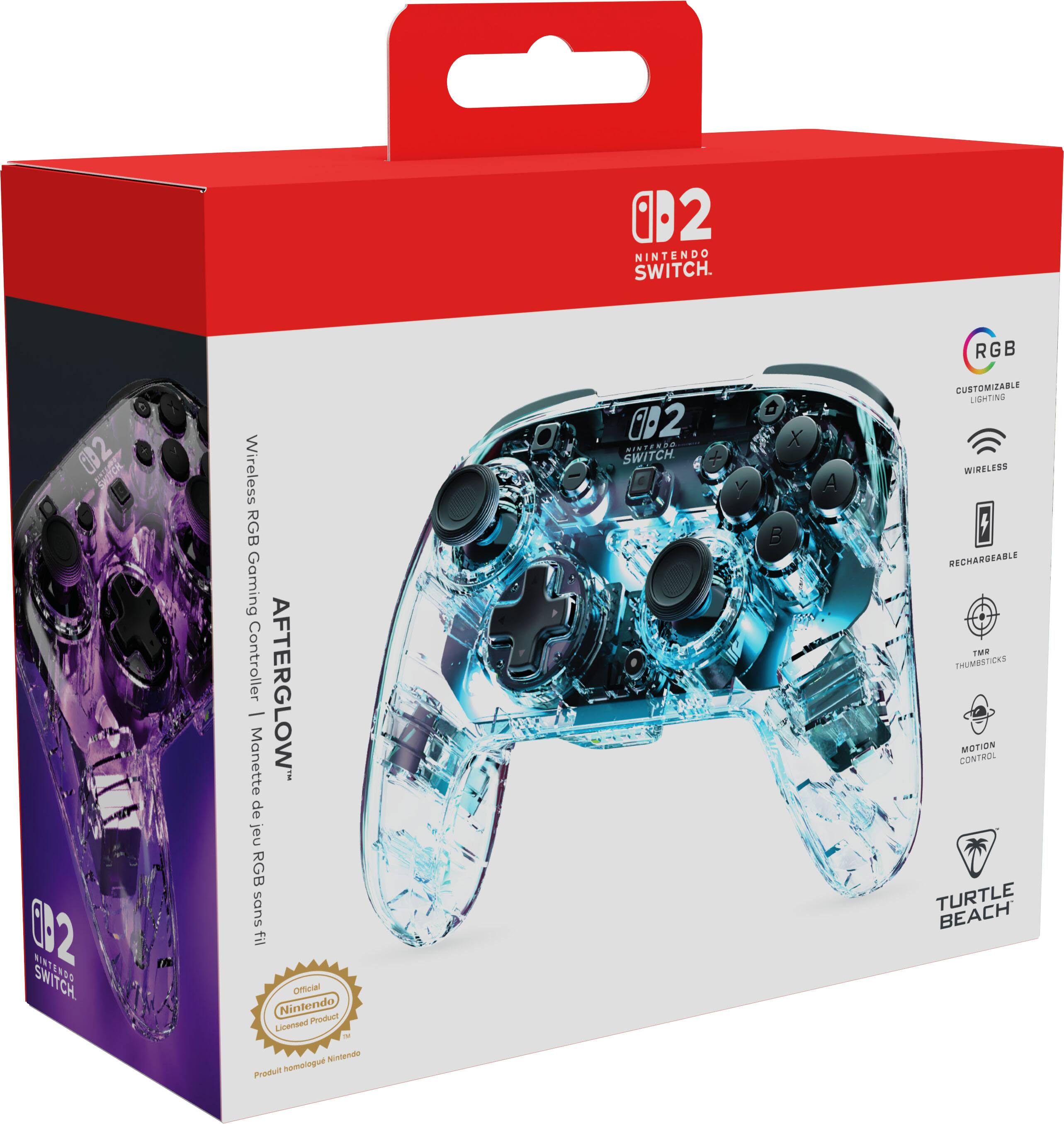 12 NINTENDO SWITCH. RGB 02 C02 BRTENSO SWITCH Wireless RGB Gaming Controller AFTERGLOW | Manette de jeu RGB sans fil Official Nintendo Product Licensed - Miniende Produit homologué 2 N SWITCH. X Y B A CUSTOMICABLE LIGHTING WIRELESS RECHARGEABLE IMne THUMBSTICKS VSTO CONTACL TURTLE BEACH
