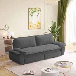 LOVMOR - 73.2 Queen Pull Out Sofa Bed3in1 Convertible Sleeper SofaMultiFunctional Corduroy Loveseat BedGrey - Gray