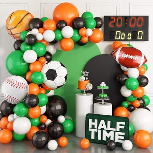 Vulpecula Spade - Sport Balloons Arch Garland,Ball Theme Balloon Garland Kit Orange Balloons Ball Foil Balloons for - White Green Black