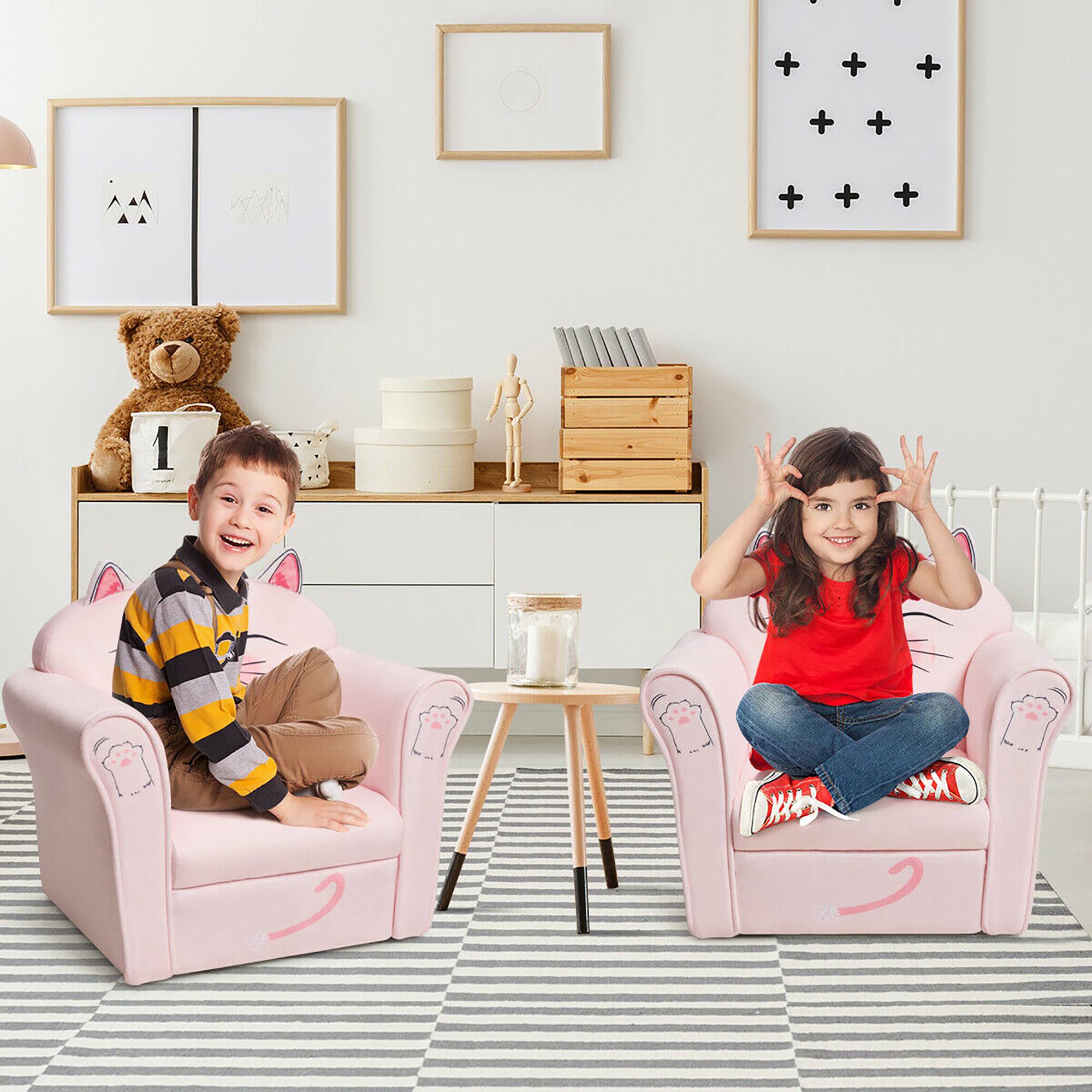 Alt View 4. Costway - Costway Kids Cat Sofa Children Armrest Couch Toddler Furniture Gift - Pink.