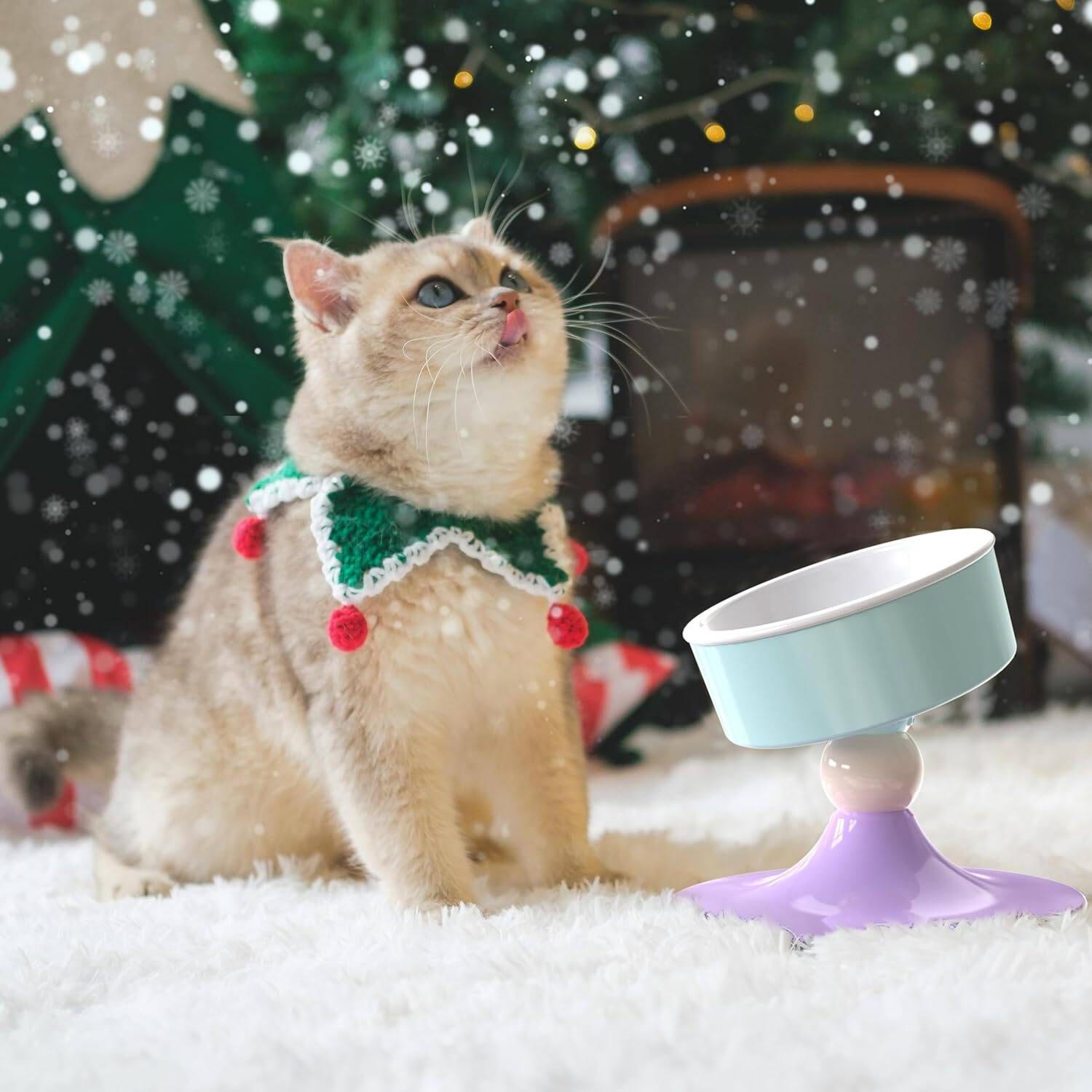 Alt View 3. bonoch - Exquisite Neck Protection High-Legged Cat Food Bowl, Anti-Knockover and Adjustable - purple.