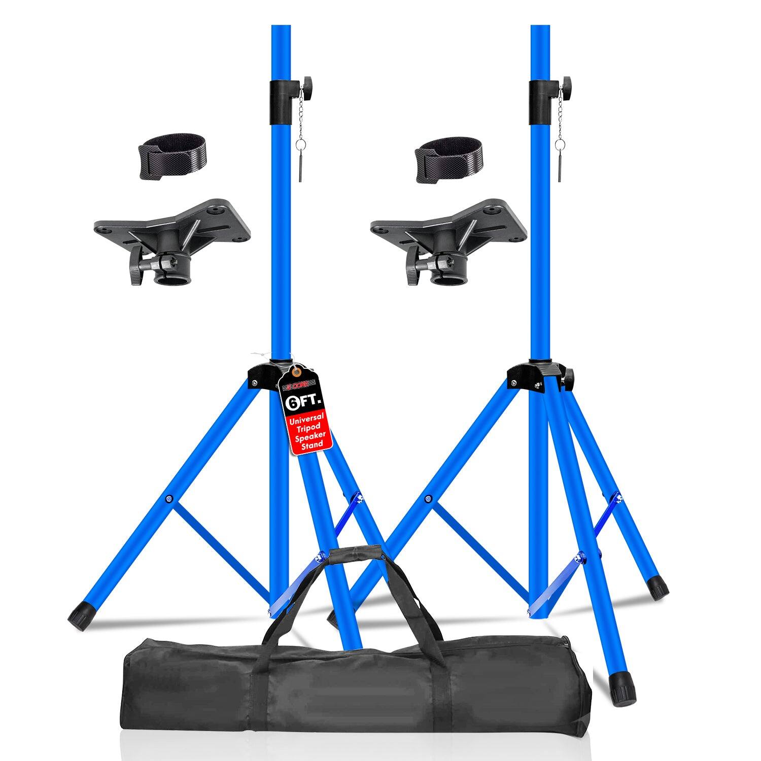 5 CORE - Speaker Stand Pair Adjustable Heavy Duty PA DJ Tripod Studio Monitor Stands w 35mm Insert - Sky Blue