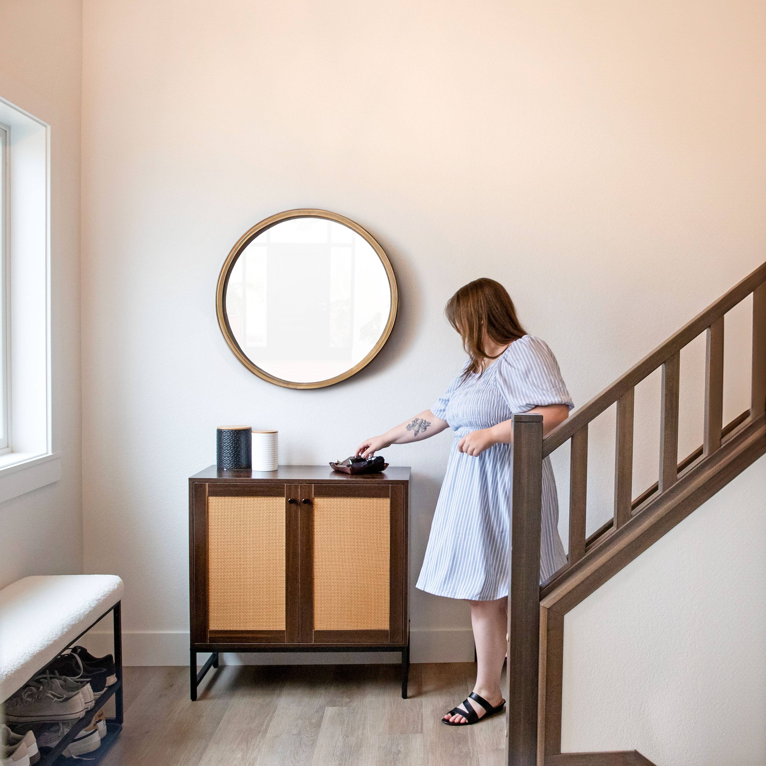 Alt View 9. Sunnydaze - 2-Door MDF Accent Cabinet with Shelf/Rattan Doors - Dark Brown.
