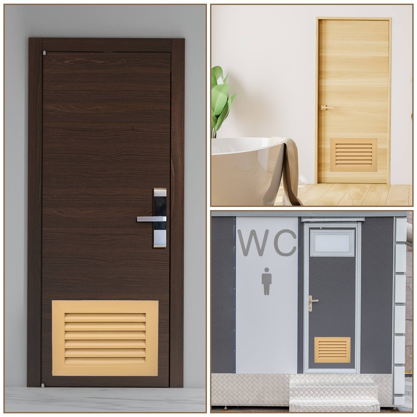 Alt View 4. Unique Bargains - 20" x 10" Door Air Vent Cover, Anodized Aluminum Alloy Louvered Grille Guard for Cabinet Wardrobe Door - Black.