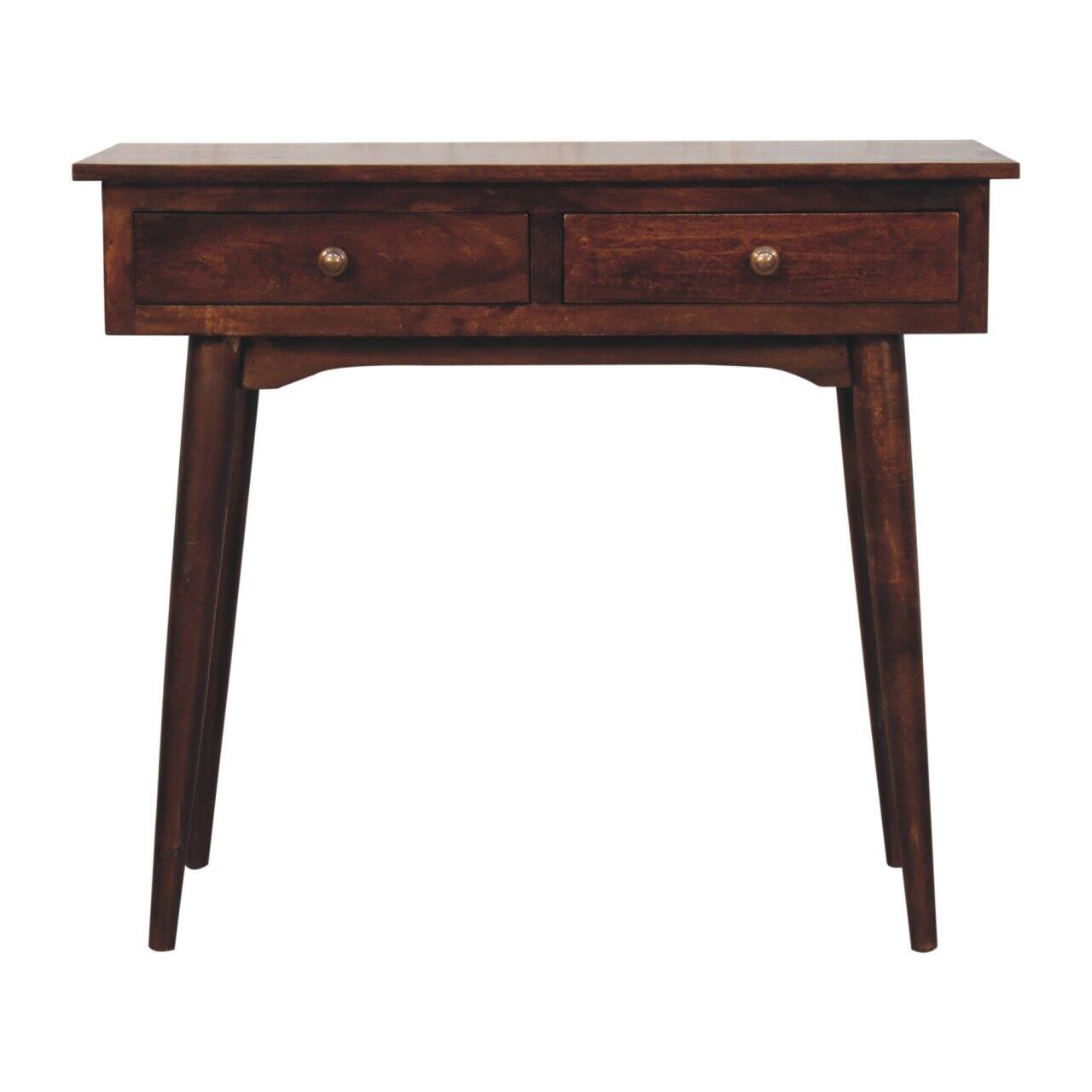 Front. Artisan Furniture - California Walnut Hallway 2 Drawer Console Table - Dark Brown.