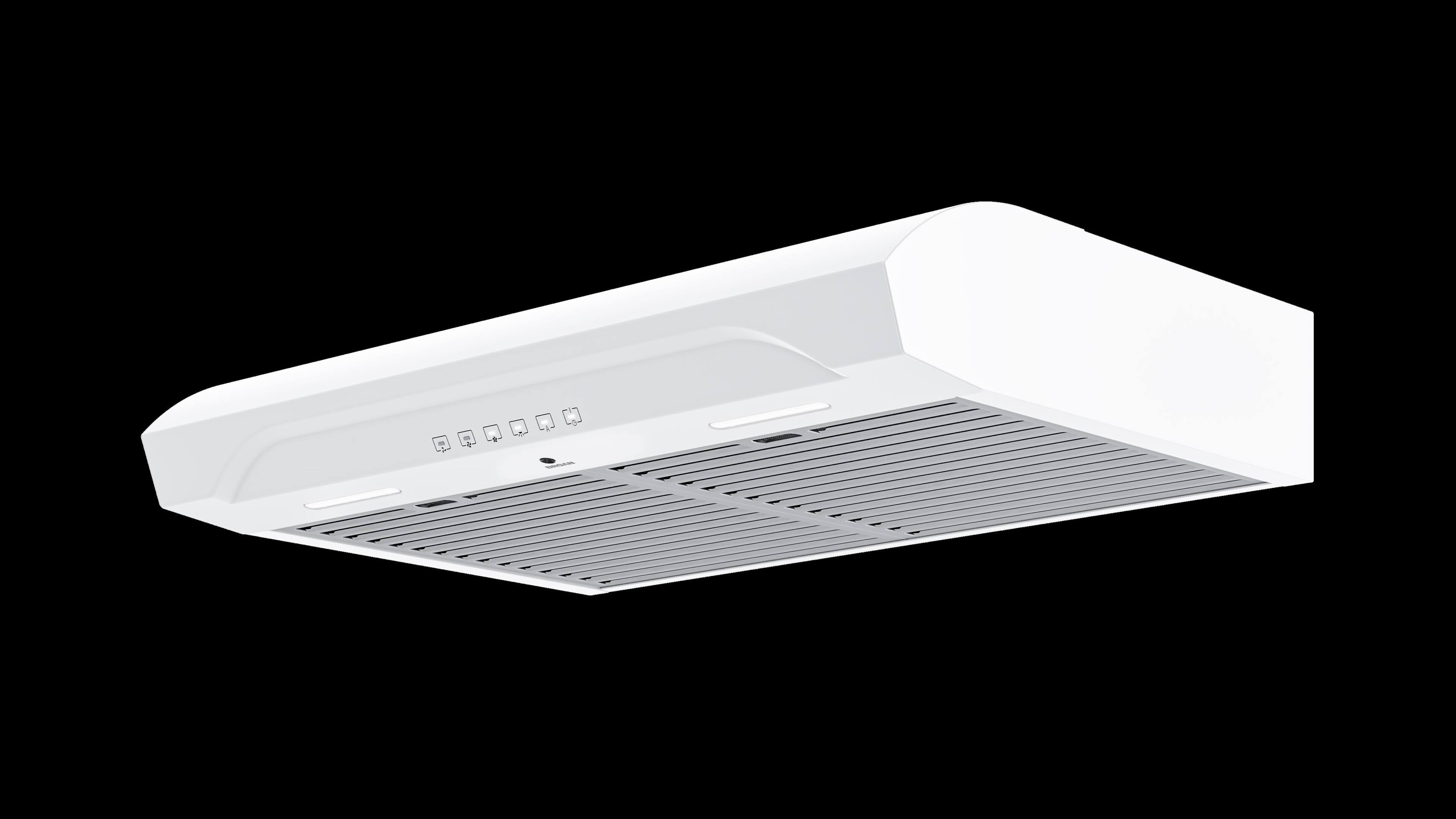 Left. Broan - Alta 30-Inch 490 MAX Blower CFM 1.0 Sones White Range Hood - White.
