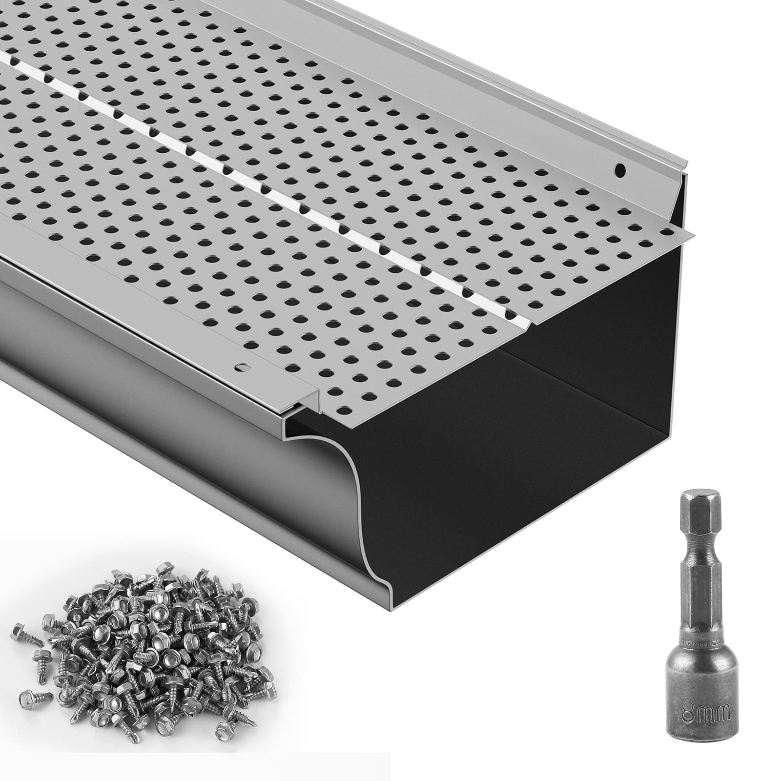 VEVOR - Gutter Guard, 6 inch Width, Aluminum Leaf Filter DIY Gutter Cover, 26 PCS 104 ft Total Length, 0.157'' Hole Diameter - Silver price history on PriceWatchPro