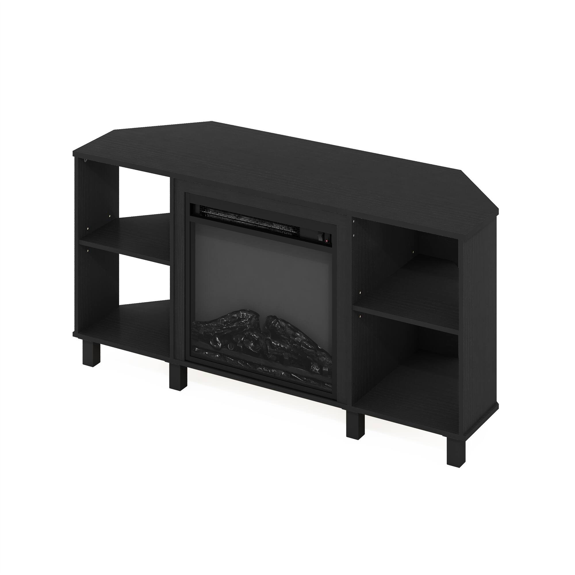 Alt View 3. Furinno - Jensen Corner Fireplace TV Stand with 4 Open Compartments for TV up to 55 Inches - Americano.