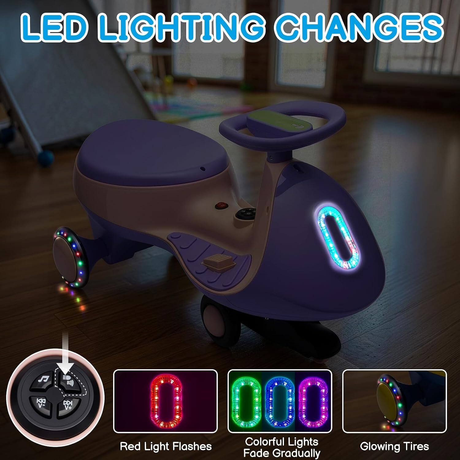 LED LIGHTING CHANGES

KKJ V-
ED DDI V+

000 Colorful Lights Red Light Flashes Glowing Tires Fade Gradually
