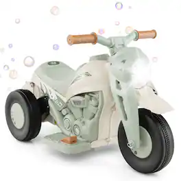 Costway - 6V Kids Bubble Car Electric Ride on Motorcycle with Music Button & LED Headlight - Beige