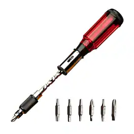 Kings County Tools - 9.75" Yankee Spiral Ratcheting Screwdriver, Semi-Automatic Push Drill with 7 Double-Sided Bits & 3 Modes
