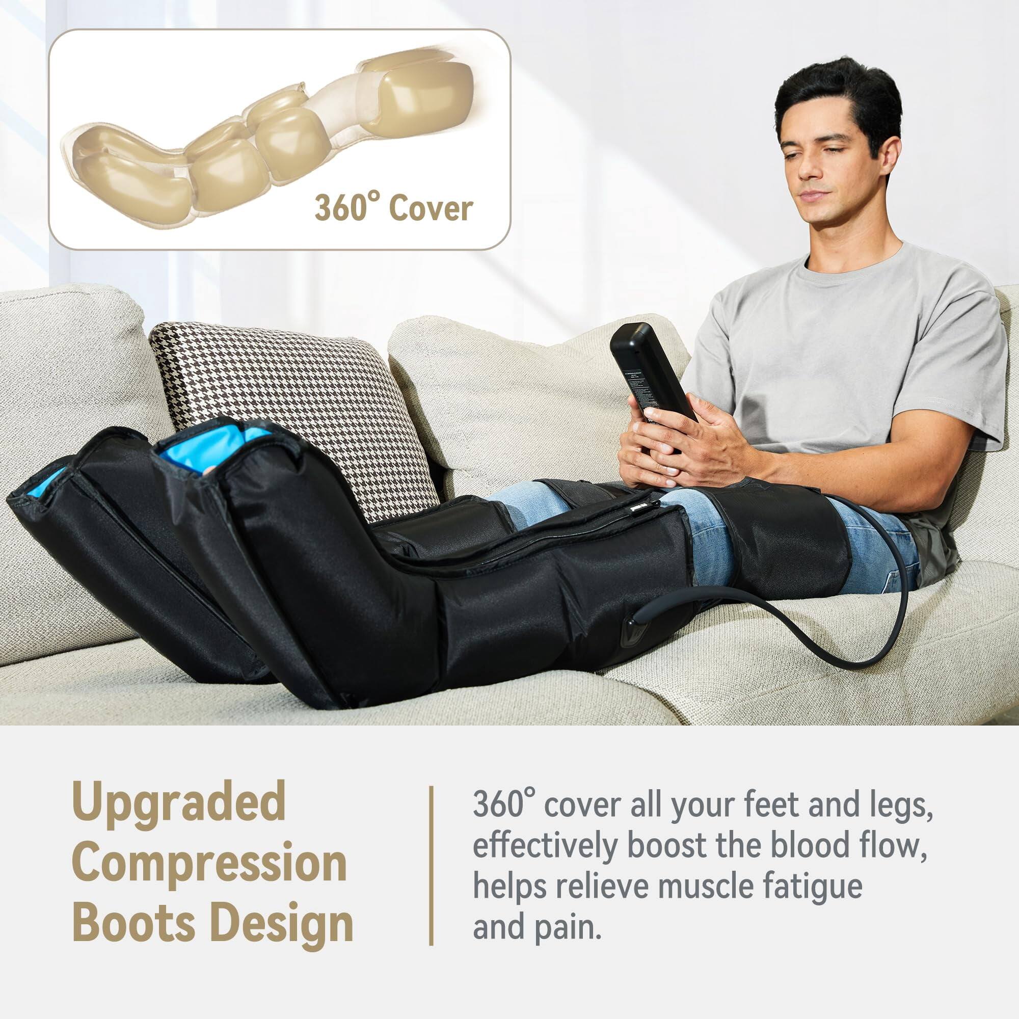 FIT KING Air Compression Full Leg & Foot Massager Boots, Calf & Thigh ...