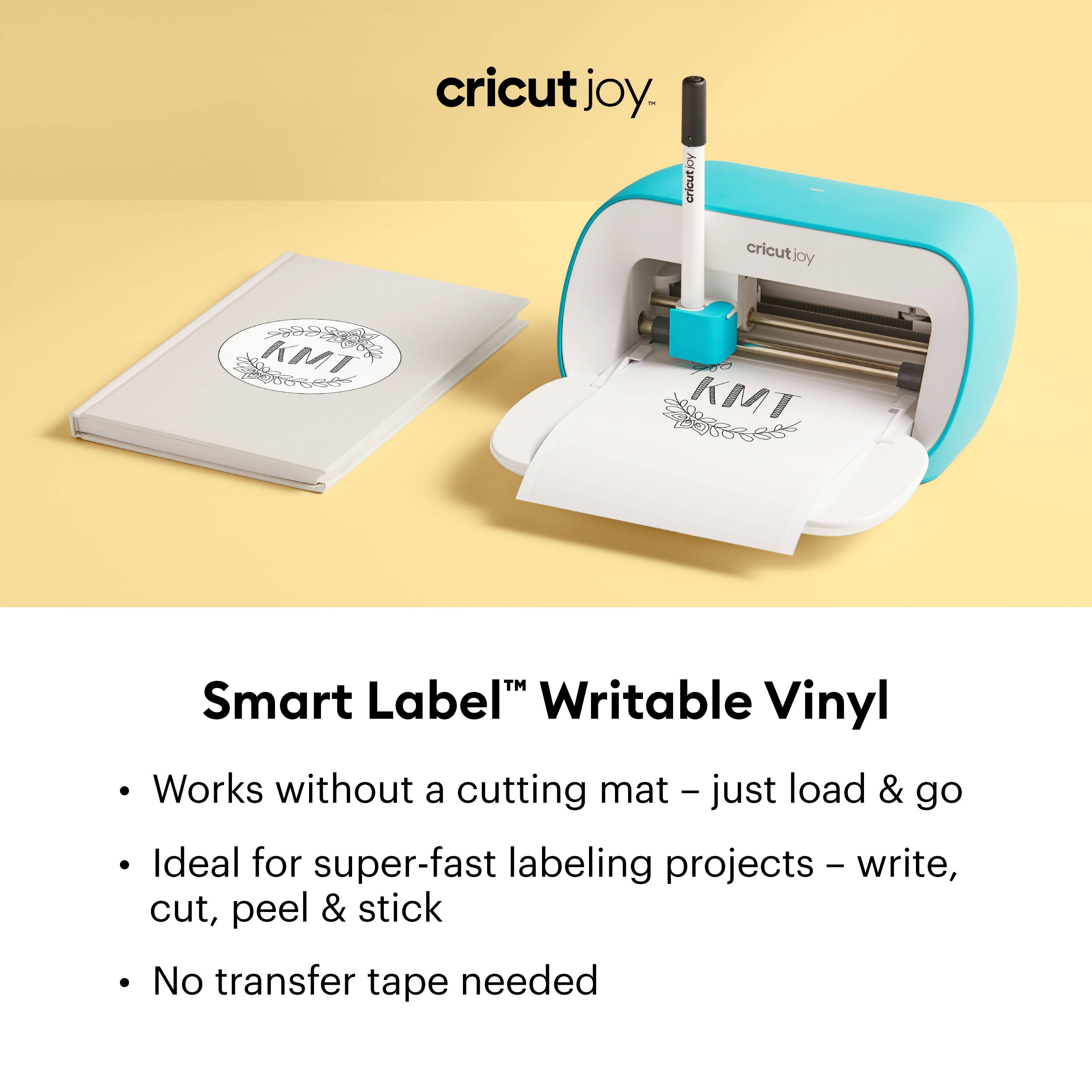 cricut joy. - cricutjoy KMI KMT Smart Label™ Writable Vinyl Works without a cutting mat - just load & go Ideal for super-fast labeling projects - write, cut, peel & stick No transfer tape needed