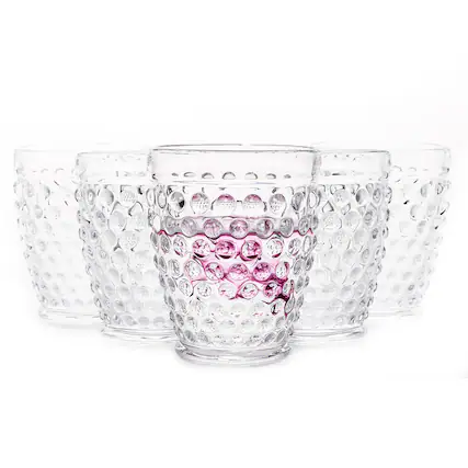 Front. BreeBe - Hobnail Collection Tumbler Glass (10.2 oz. set of 6) - Clear.