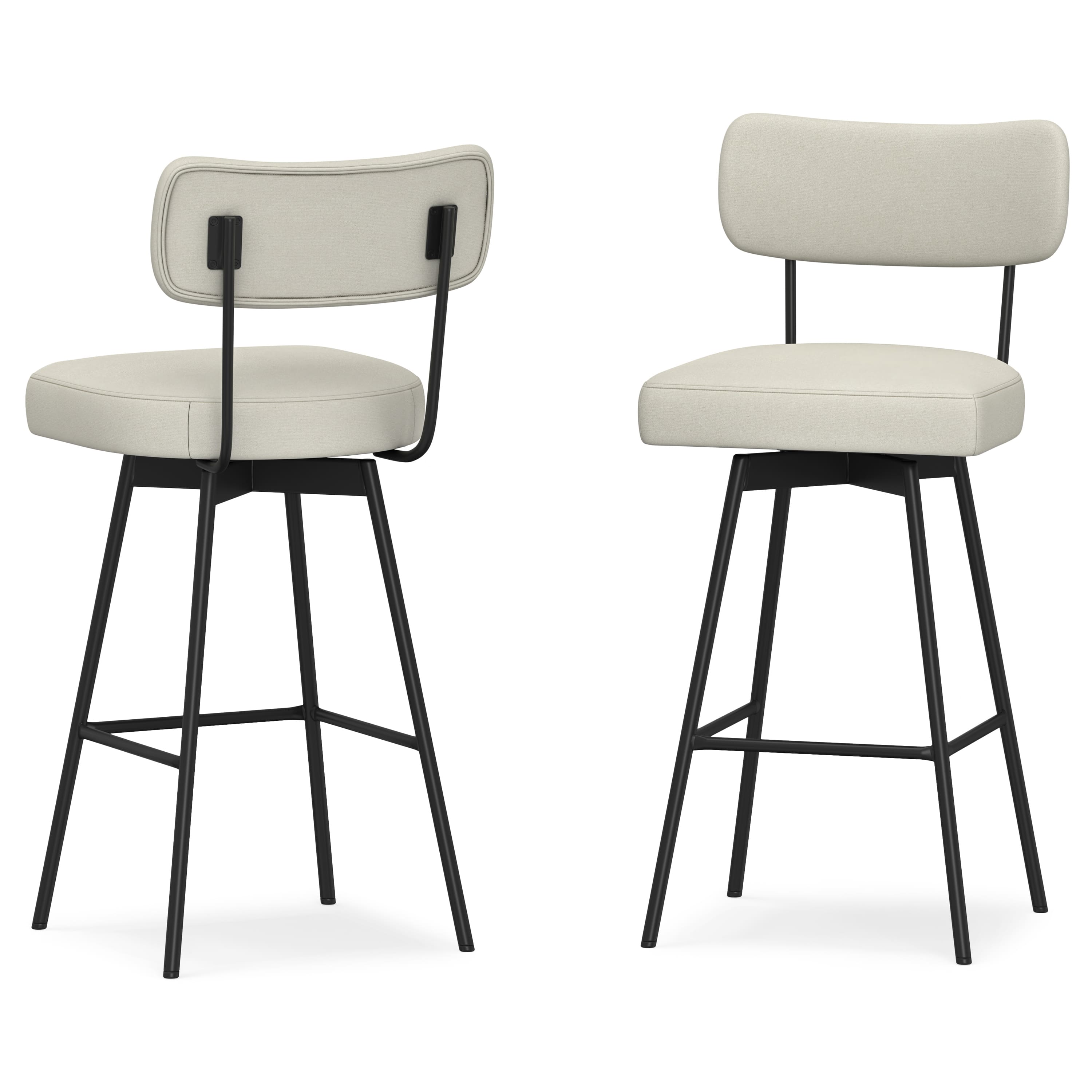 Simpli Home - Giselle Contemporary Modern Swivel Bar Stool (Set of 2) Polyester Linen - Natural