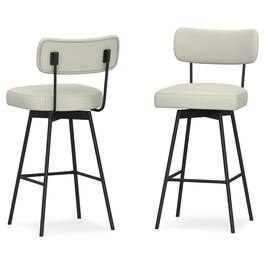 Simpli Home - Giselle Contemporary Modern Swivel Bar Stool (Set of 2) Polyester Linen - Natural