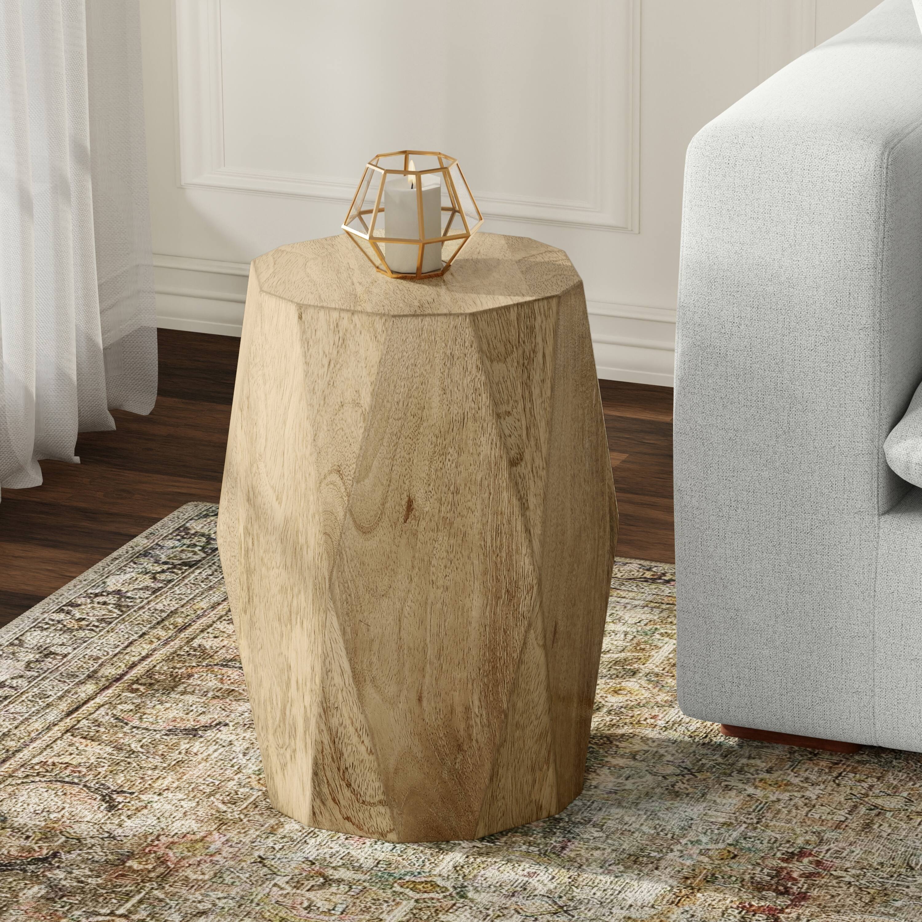 Angle. Simpli Home - Judson 15 inch Wide Solid Mango Contemporary End Table in Natural, Assembled - Natural.