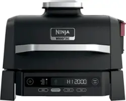 Ninja - Woodfire Outdoor Grill & Smoker, 4-in-1 Functionality, Authentic Woodfire Flavors, Electric Heat - Black - Front_Zoom