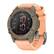 The image shows a Garmin watch with a pink band. The watch displays the time as 15:02 and has a menu option for descent. The watch is designed for outdoor activities and features a stopwatch, timer, and GPS capabilities. The watch is also equipped with a backlight for visibility in low-light conditions.
