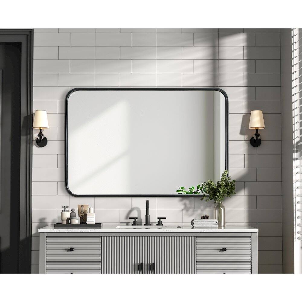Alt View 3. Elegant Decor - Contour Metal Rectangle Mirror 20x30 in Black - Black.
