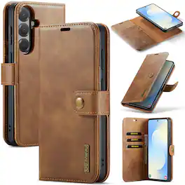 Dteck - Case For Samsung Galaxy A16 5G 2-in-1 Vintage Leather Magnetic Detachable Flip Folio Stand Slim Wallet Cover - Brown