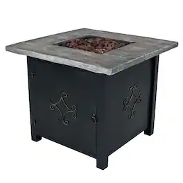Sunnydaze - 30 in Square MGO Propane Gas Fire Pit Table with Lava Rocks - Brown