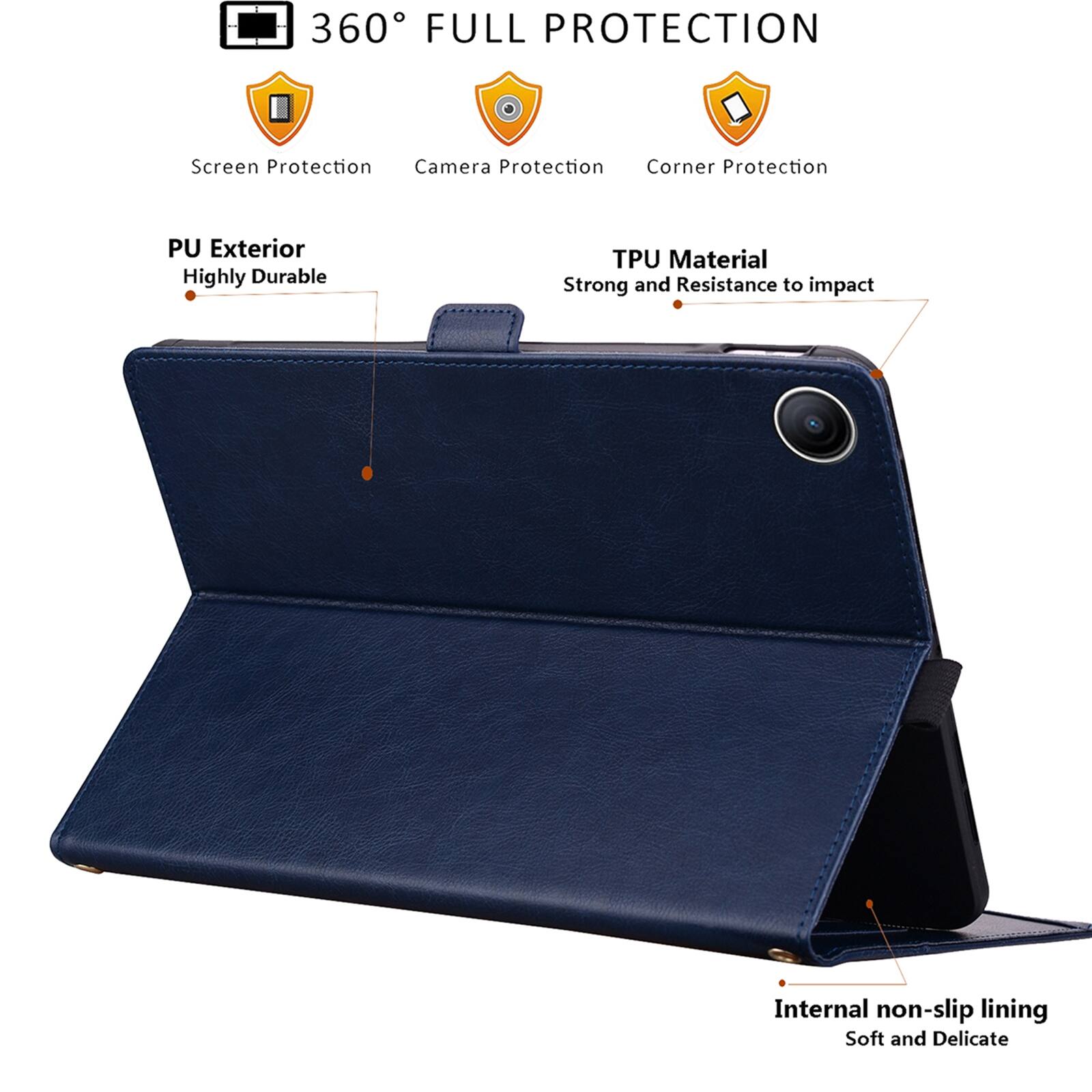 360° FULL PROTECTION

- Screen Protection
- Camera Protection
- Corner Protection

PU Exterior
Highly Durable

TPU Material
Strong and Resistance to impact

Internal non-slip lining
Soft and Delicate