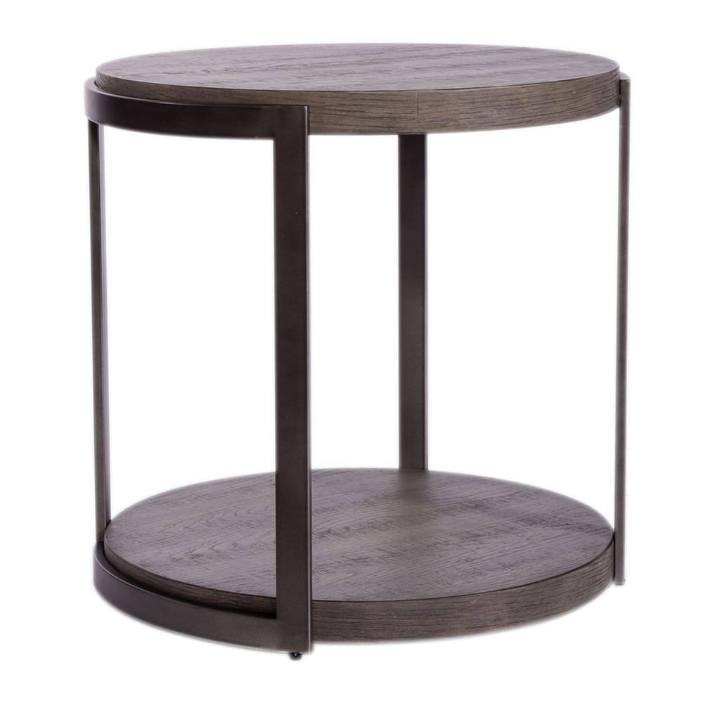 Left. Liberty Furniture Industries - Modern View Round End Table in Gauntlet Gray - Gray.