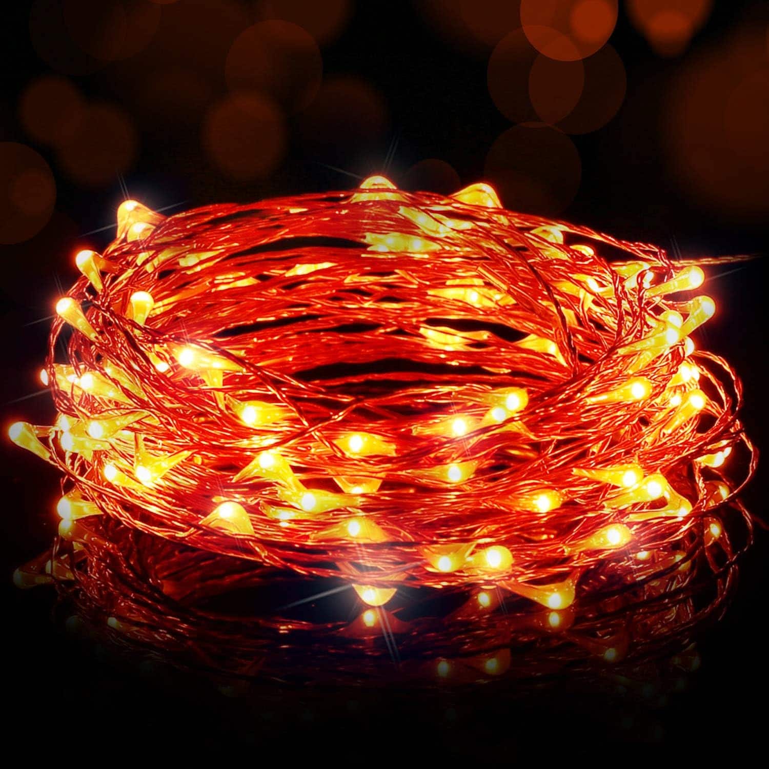 PARKER SLATER - Halloween USB LED Fairy String Light, 32ft Copper Wire, Orange