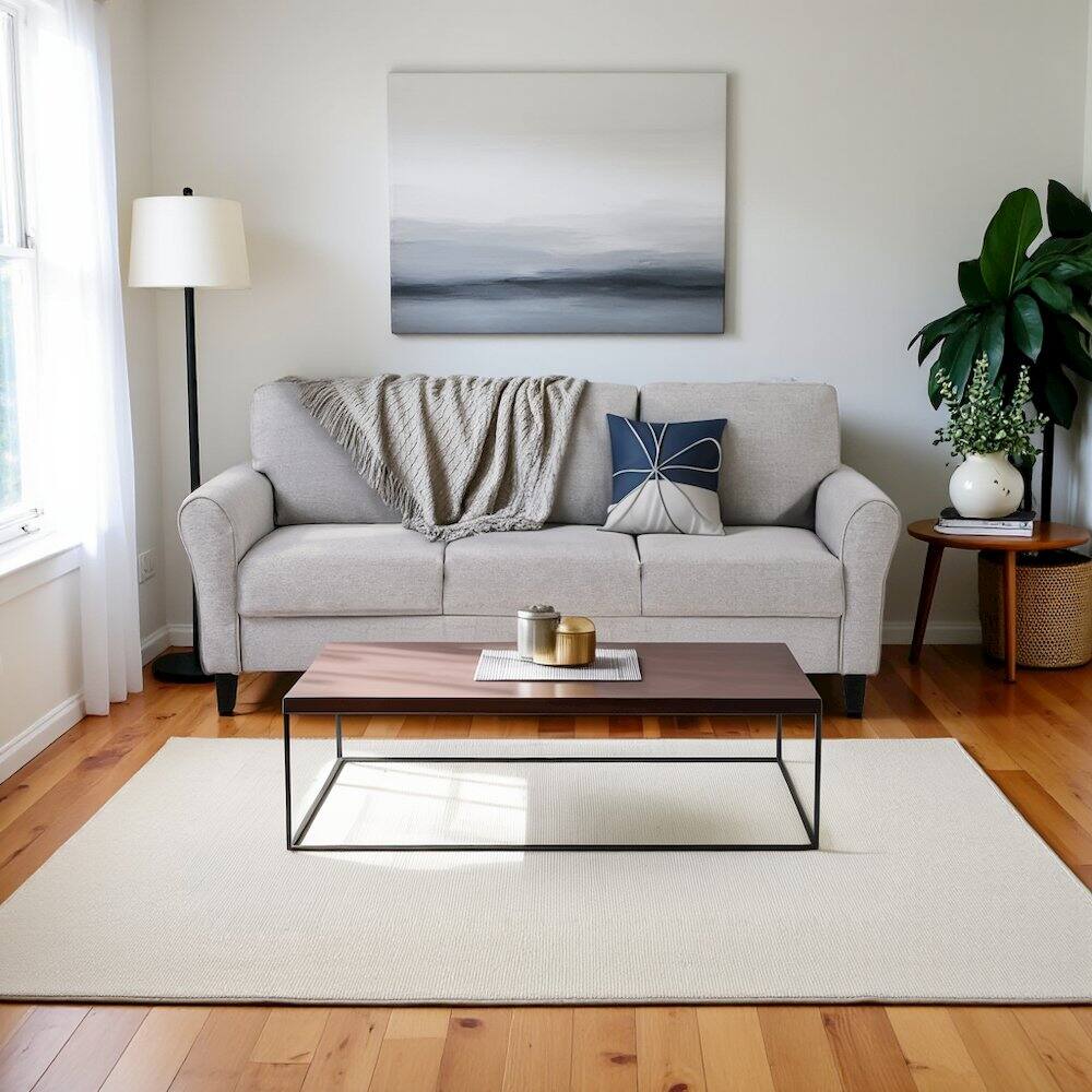 Alt View 1. Starlight Canyon Home - Sand Color Upholstered 3 Seater Couch, Elegant Small Sofa Couch for Living Rooms - Sand.