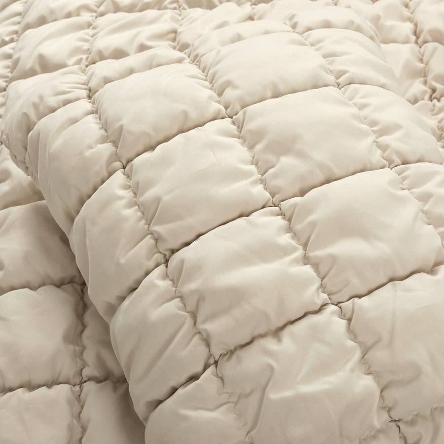 Left. Hivvago - Twin/XL Soft Lightweight Puff Textured 2-Piece Comforter Set in Neutral Tan - Neutral Tan.
