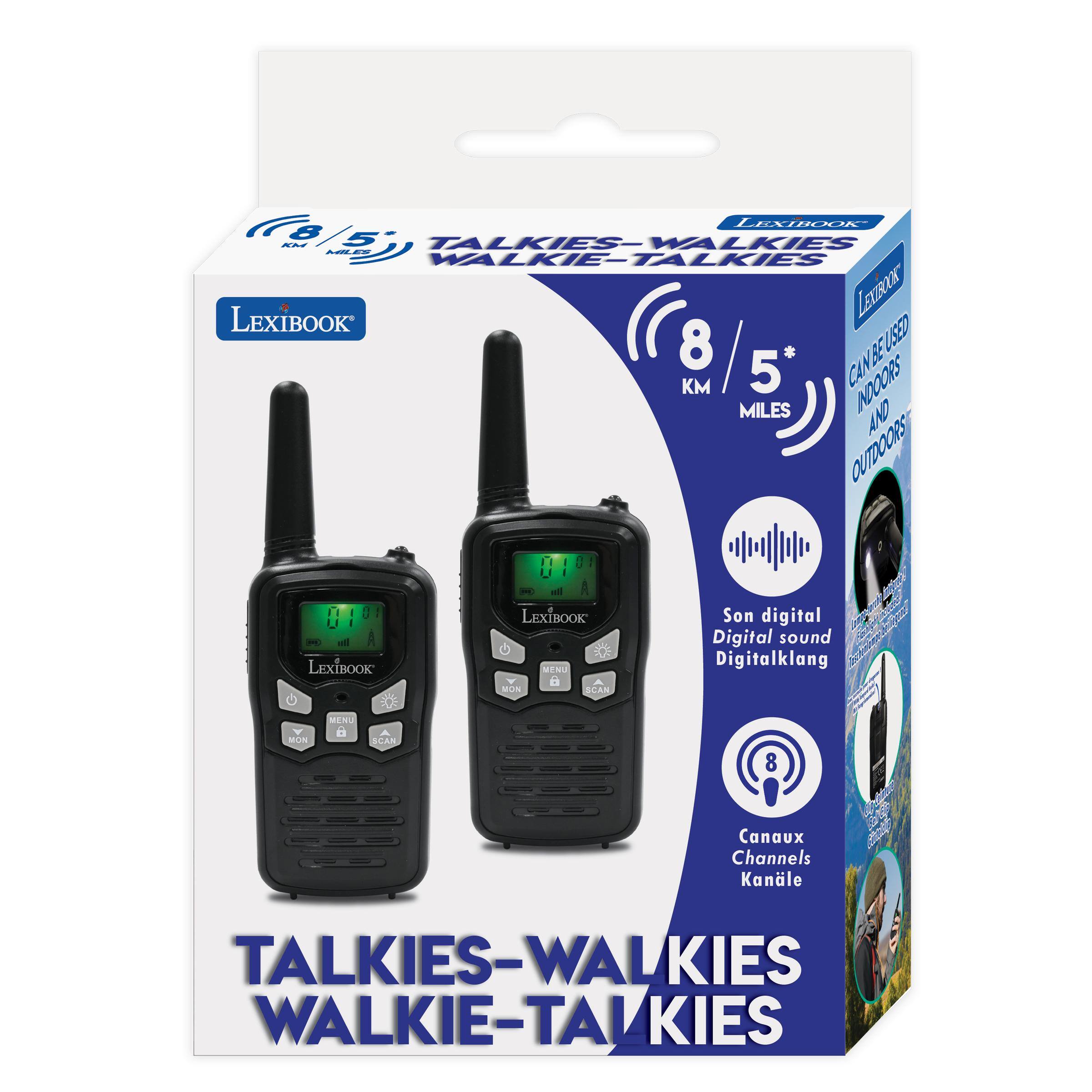 LEXIBOOK 8/5 KM TALKIES-WALKIES MILES WALKIE-TALKIES LEXIBOOK

LEXIBOOK
LEXIBOOK MENU 6 MON SCAN

Son digital Digital sound Digitalklang
MENU
MON
SCAN

8
Canaux Channels Kanäle

TALKIES-WALKIES WALKIE-TALKIES