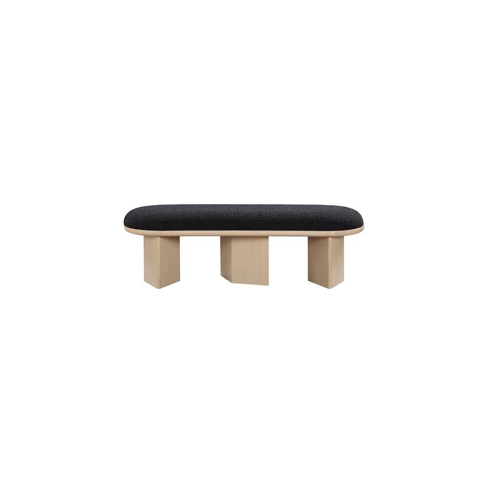Alt View 3. Meridian Furniture - Wilshire Black Boucle Fabric Bench - Black.