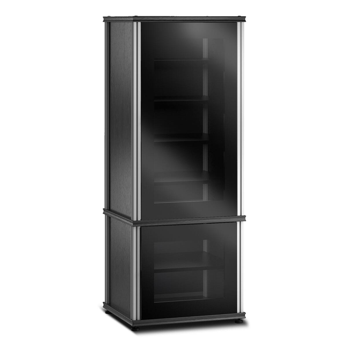 Front. Salamander Designs - Salamander Designs Synergy 603 Single AV Cabinet (BlackOak with Black Glass & Aluminum Posts) - Black Oak/Aluminum.
