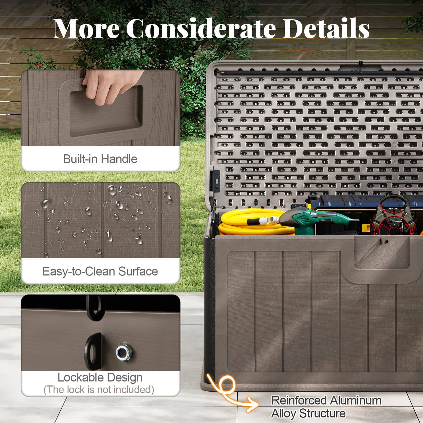 More Considerate Details

- Built-in Handle
- Easy-to-Clean Surface
- Lockable Design (The lock is not included)
- Reinforced Aluminum Alloy Structure