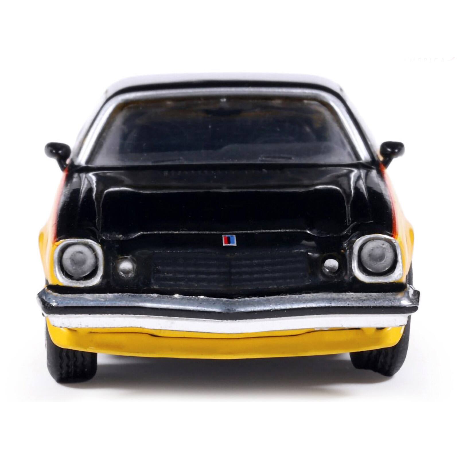 Alt View 3. IXO - 1976 Chevrolet Camaro Rally Sport Black and Yellow with Red Stripes 1/64 Diecast Model Car by IXO Models.