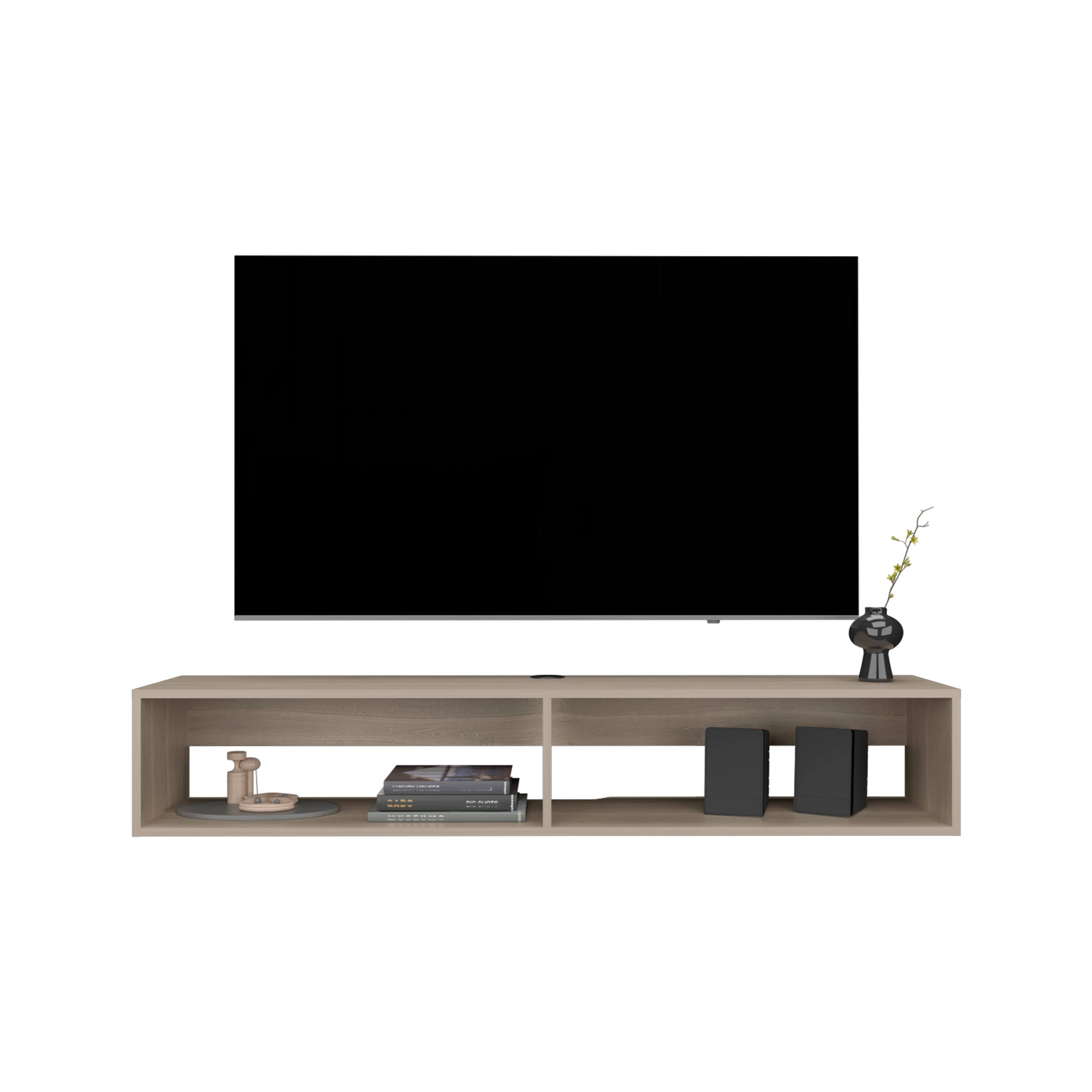 Alt View 2. Spaco - Spaco Floating TV Stand for TVs Up to 65 Inch, Wall Mount Space Saver with 2 Open Shelves, Easy Cable Management - Light Oak.