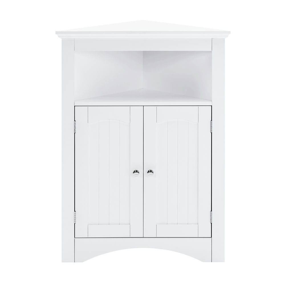 Alt View 1. Kadyn - Corner cabinet with Doors and Shelves, Free Standing Storage Cabinet for Kitchen, Living Room, Bathroom, White - White.